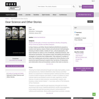 Duke University Press - Dear Science and Other Stories