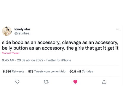 lonely star on Twitter: "side boob as an accessory, cleavage as an accessory, belly button as an accessory. the girls that g...