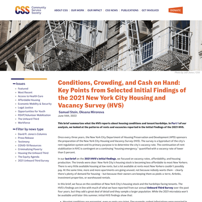 Conditions, Crowding, and Cash on Hand: Key Points from Selected Initial Findings of the 2021 New York City Housing and Vaca...