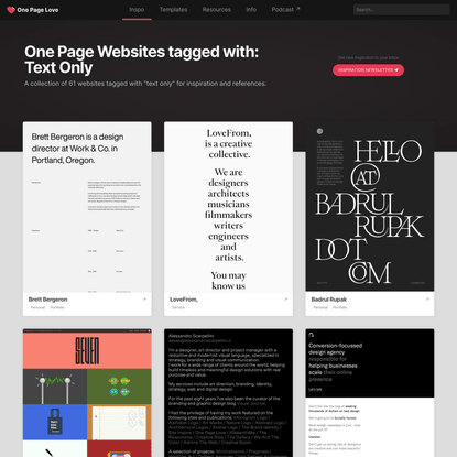 Text Only One Page Websites