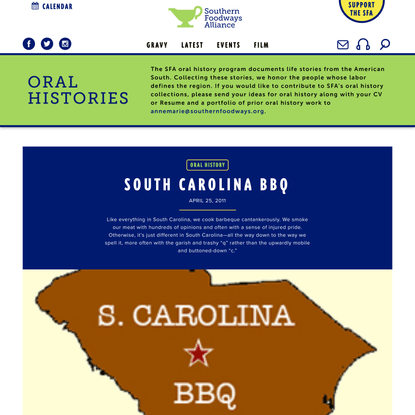 South Carolina BBQ | Southern Foodways Alliance
