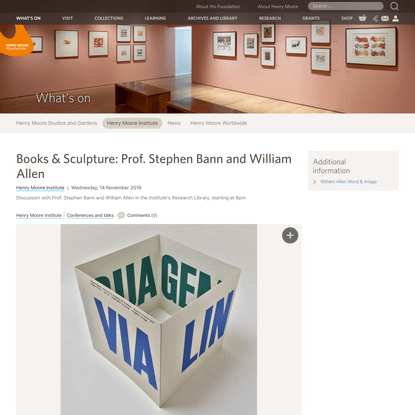 Books &amp; Sculpture: Prof. Stephen Bann and William Allen