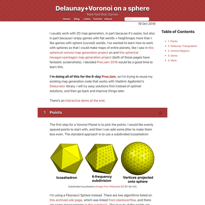 Delaunay+Voronoi on a sphere