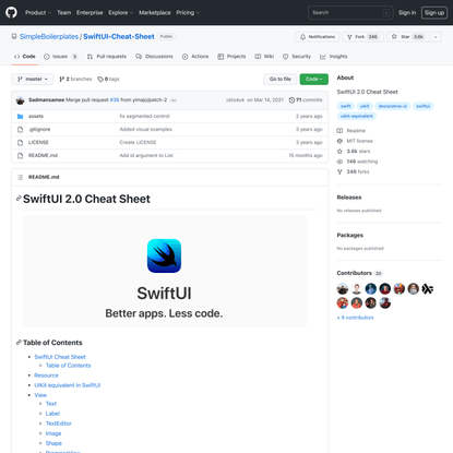 GitHub - SimpleBoilerplates/SwiftUI-Cheat-Sheet: SwiftUI 2.0 Cheat Sheet