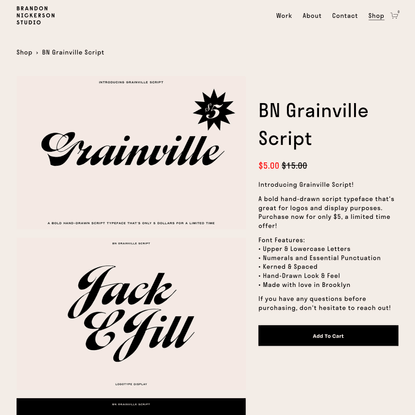 BN Grainville Script — Brandon Nickerson Portfolio
