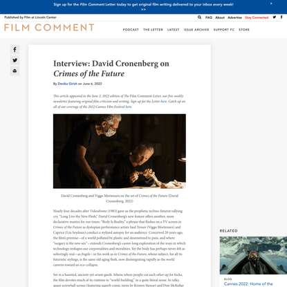 Interview: David Cronenberg on Crimes of the Future