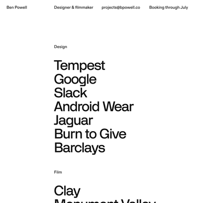 Ben Powell Independent Designer + Filmmaker