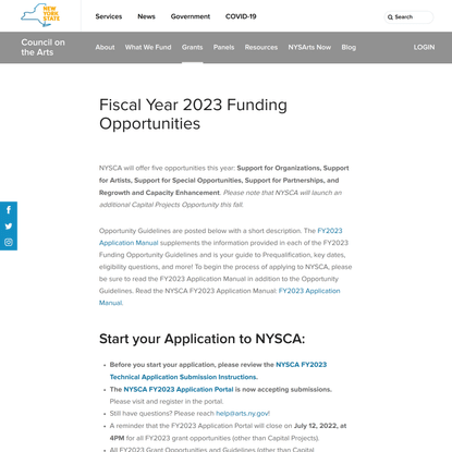 Fiscal Year 2023 Funding Opportunities | NYSCA