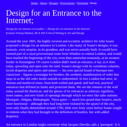 Design for An Entrance to the Internet
