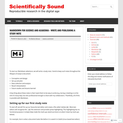 Markdown for Science and academia – write and publishing a study note