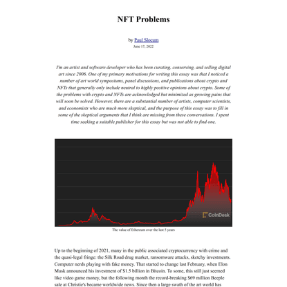 NFT Problems by Paul Slocum
