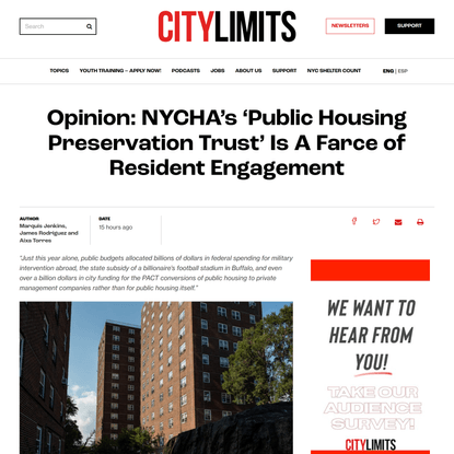 Opinion: NYCHA’s ‘Public Housing Preservation Trust’ Is A Farce of Resident Engagement