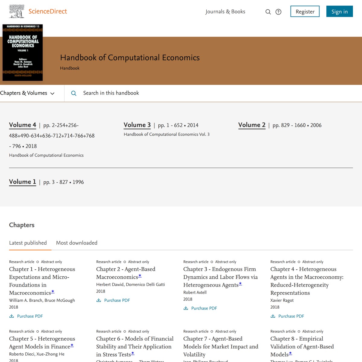 Handbook of Computational Economics by Elsevier