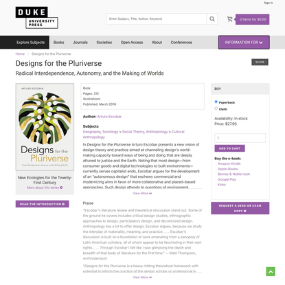 Duke University Press - Designs for the Pluriverse