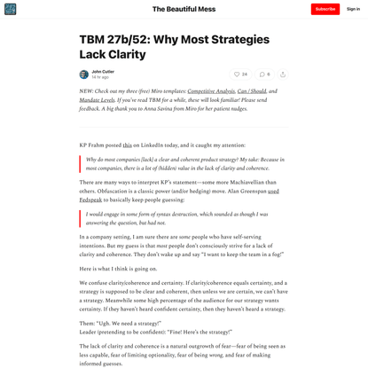 TBM 27b/52: Why Most Strategies Lack Clarity
