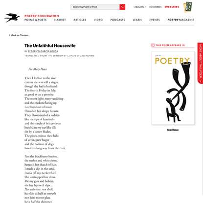The Unfaithful Housewife by Federico García Lorca | Poetry Magazine