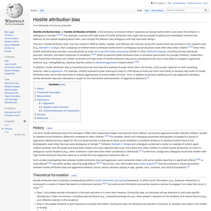Hostile attribution bias - Wikipedia