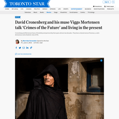 David Cronenberg and his muse Viggo Mortensen talk ‘Crimes of the Future’ and living in the present | The Star
