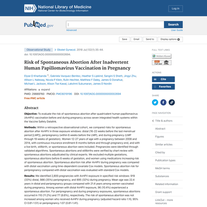 Risk of Spontaneous Abortion After Inadvertent Human Papillomavirus Vaccination in Pregnancy - PubMed
