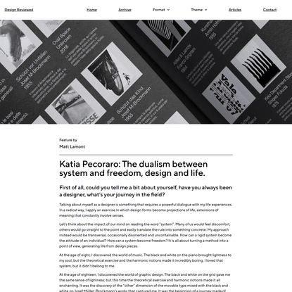 Katia Pecoraro: The dualism between system and freedom, design and life. - Design Reviewed