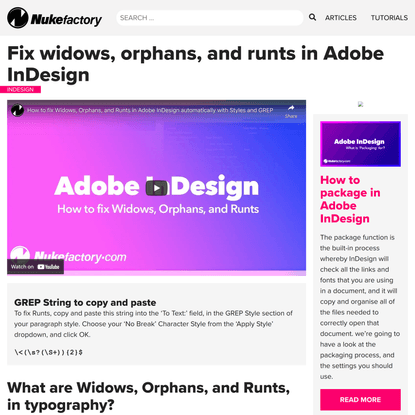 Fix widows, orphans, and runts in Adobe InDesign | Nukefactory