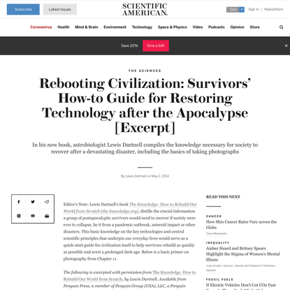 Rebooting Civilization: Survivors’ How-to Guide for Restoring Technology after the Apocalypse [Excerpt]