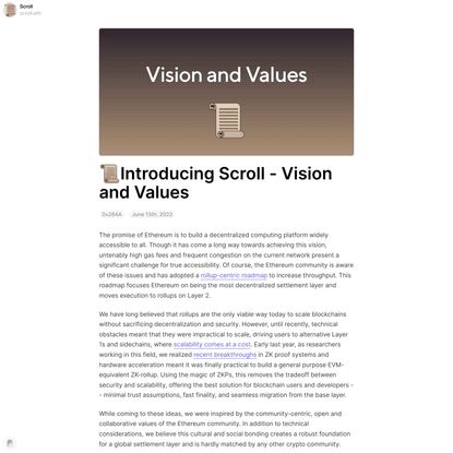 Introducing Scroll – Vision and Values