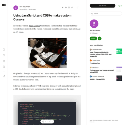 Using JavaScript and CSS to make custom Cursors