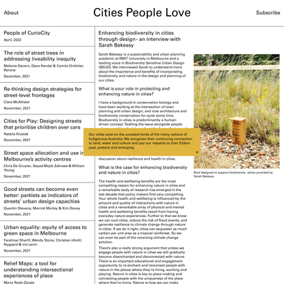 Enhancing biodiversity in cities through design | Cities People Love