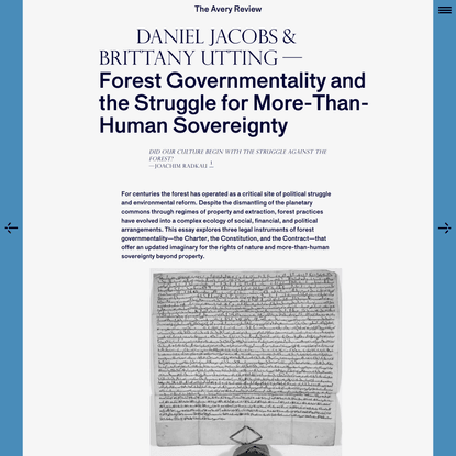 The Avery Review | Forest Governmentality and the Struggle for More-Than-Human Sovereignty