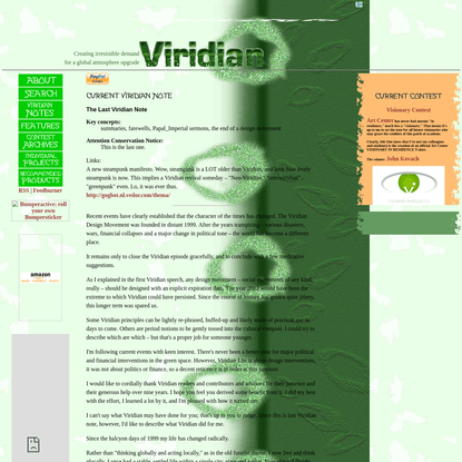 The Viridian Design Movement: The Last Viridian Note