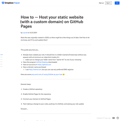 How to — Host your static website (with a custom domain) on GitHub Pages
