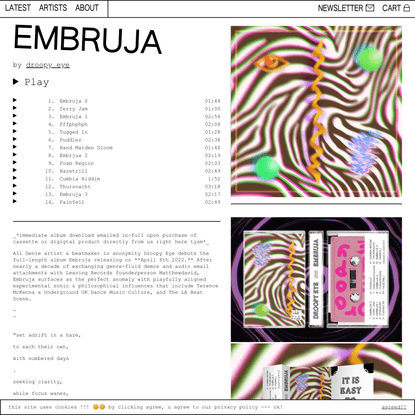 droopy eye - Embruja | LEAVING RECORDS | Avaialble now on Cassette, Digital download