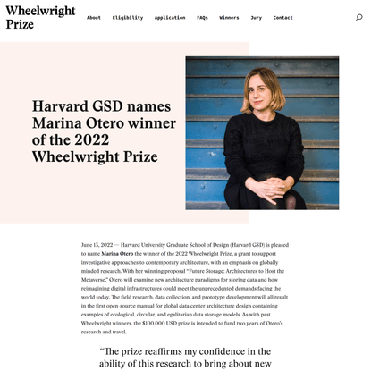 2022 Winner Marina Otero - Wheelwright Prize