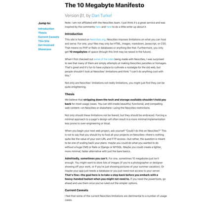 The 10 Megabyte Manifesto