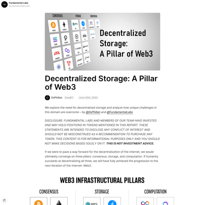 Decentralized Storage: A Pillar of Web3