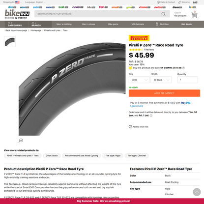 Pirelli P Zero™ Race Road Tyre, Black | Bikeinn