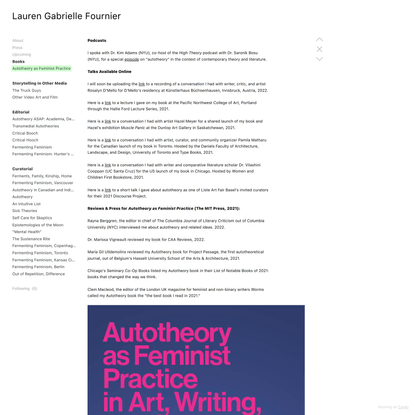 Autotheory as Feminist Practice - Lauren Fournier