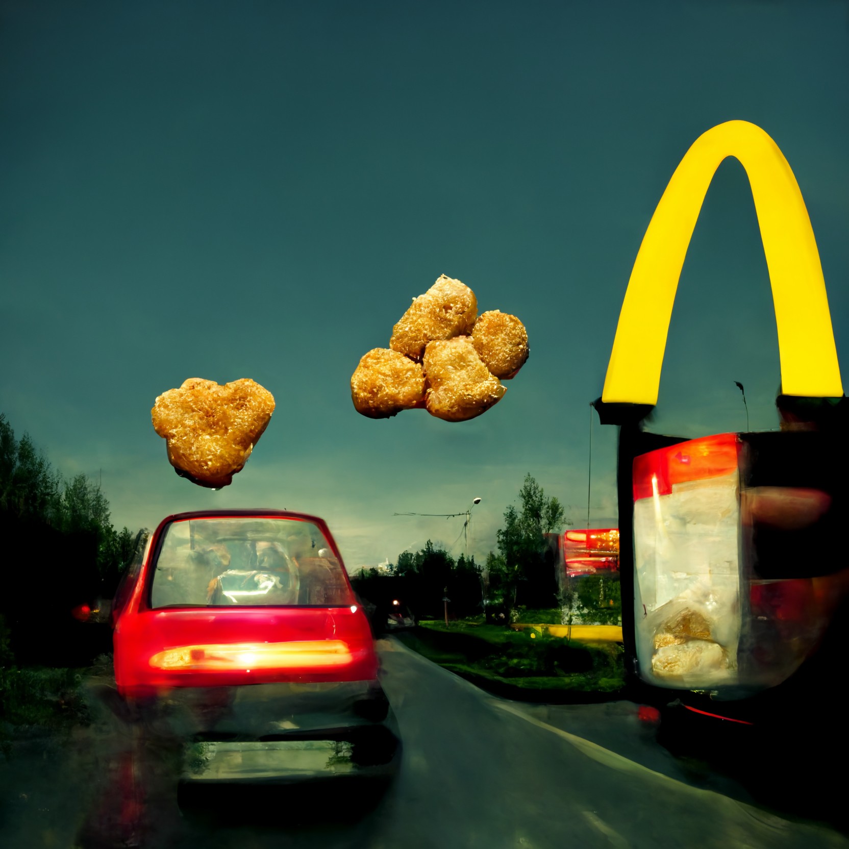 driving home from mcdonalds, holding nuggets in hand, life is good