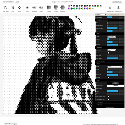 Vector Halftone Maker - Interactive PNG/SVG halftone pattern generator