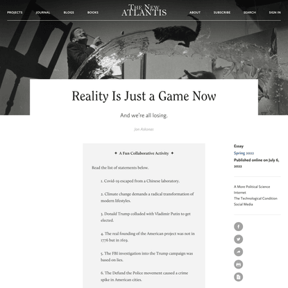 Reality Is Just a Game Now — The New Atlantis