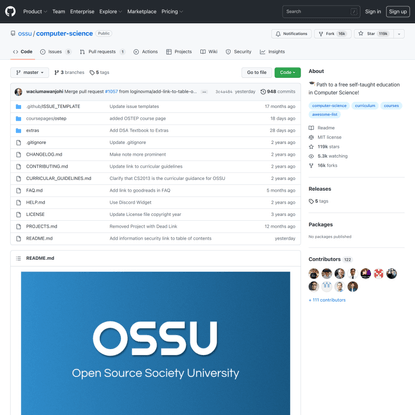 GitHub - ossu/computer-science: Path to a free self-taught education in Computer Science!
