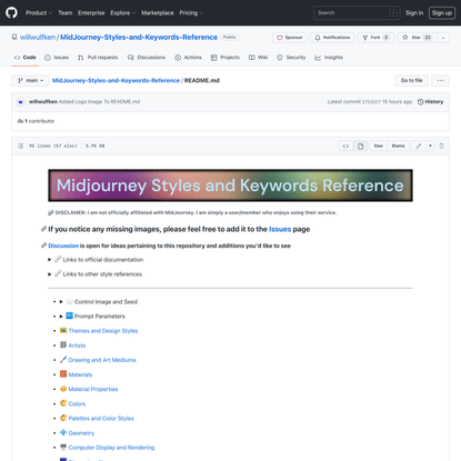 MidJourney-Styles-and-Keywords-Reference/README.md at main · willwulfken/MidJourney-Styles-and-Keywords-Reference