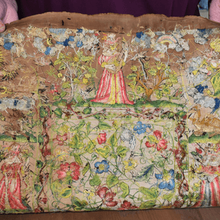reverse of silkwork embroidery, 1712