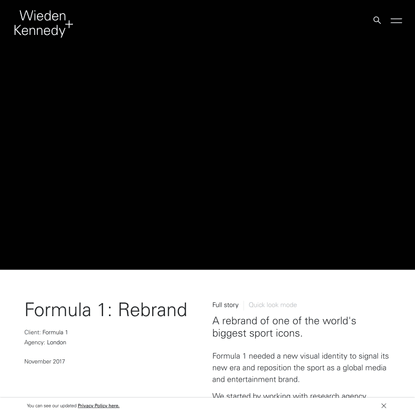 Formula 1: Rebrand | Wieden+Kennedy