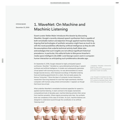 1. WaveNet: On Machine and Machinic Listening