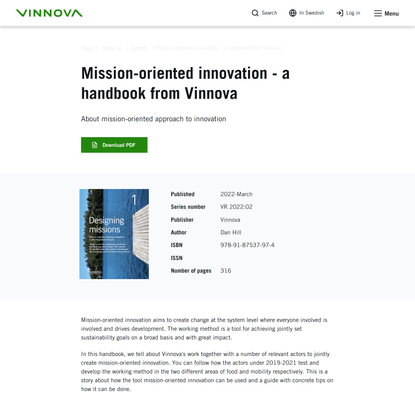 Mission-oriented innovation - a handbook from Vinnova | Vinnova
