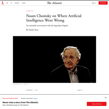 Noam Chomsky on Where Artificial Intelligence Went Wrong