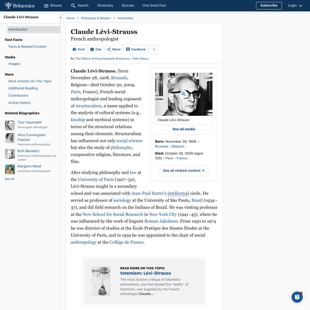 Claude Levi Strauss Biography Structuralism Books Facts Are.na