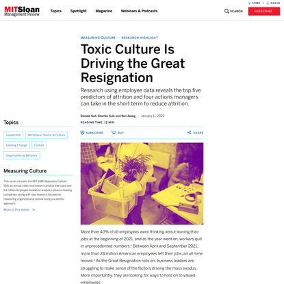Toxic Culture Is Driving the Great Resignation